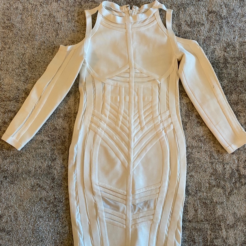 Herve Leger white cutout bandage dress S